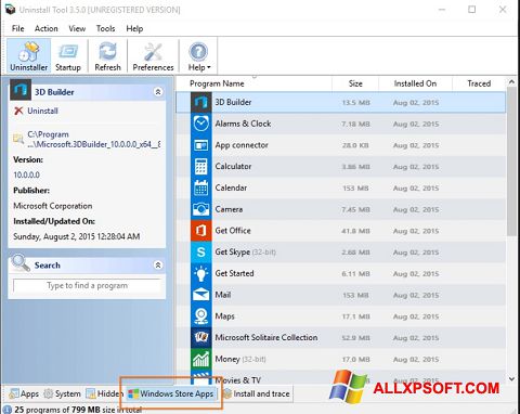 Ekrānuzņēmums Uninstall Tool Windows XP