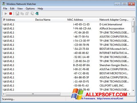 Ekrānuzņēmums Wireless Network Watcher Windows XP