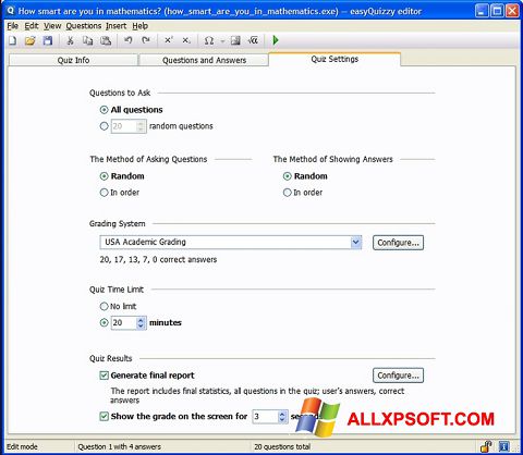 Ekrānuzņēmums easyQuizzy Windows XP