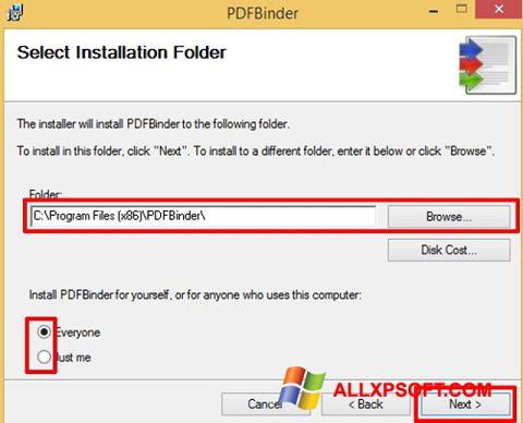 Ekrānuzņēmums PDFBinder Windows XP