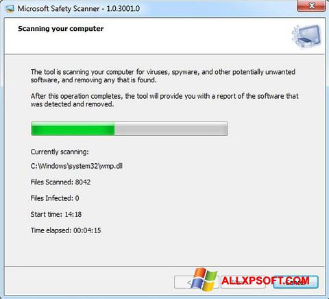 Ekrānuzņēmums Microsoft Safety Scanner Windows XP