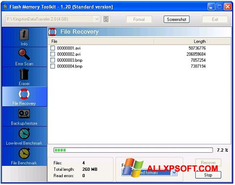 Ekrānuzņēmums Flash Memory Toolkit Windows XP
