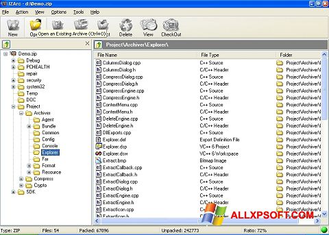 Ekrānuzņēmums IZArc Windows XP