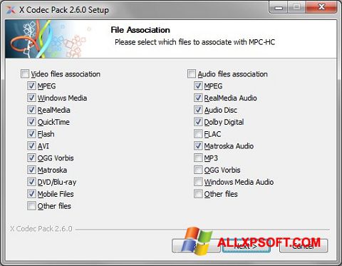 Ekrānuzņēmums X Codec Pack Windows XP
