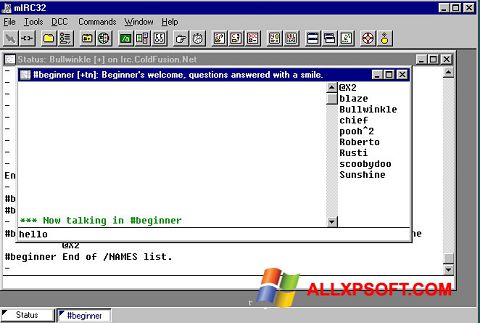 Ekrānuzņēmums mIRC Windows XP