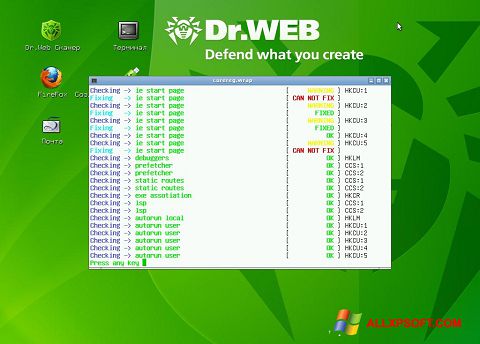 Ekrānuzņēmums Dr.Web LiveCD Windows XP
