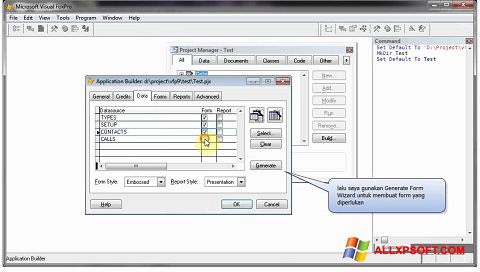 Ekrānuzņēmums Microsoft Visual FoxPro Windows XP