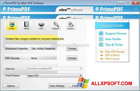 Ekrānuzņēmums PrimoPDF Windows XP