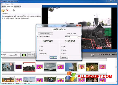 Ekrānuzņēmums Bolide Slideshow Creator Windows XP