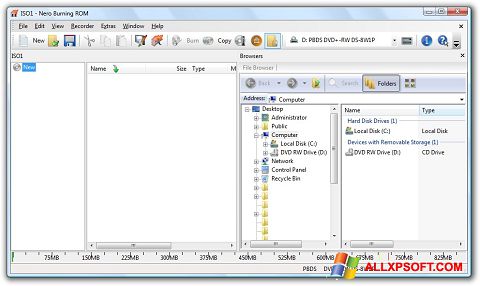 Ekrānuzņēmums Nero Burning ROM Windows XP