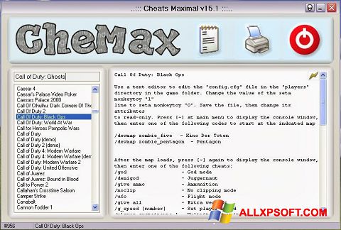 Ekrānuzņēmums CheMax Windows XP