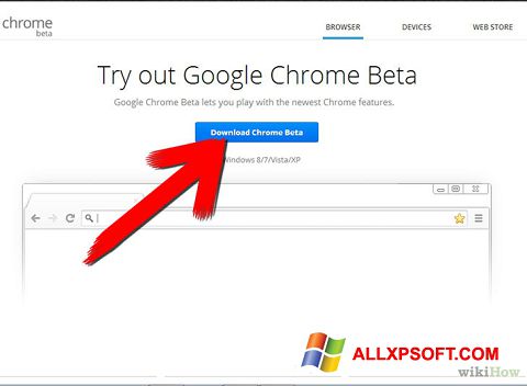 Ekrānuzņēmums Google Chrome Beta Windows XP