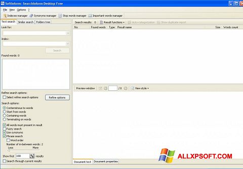 Ekrānuzņēmums SearchInform Windows XP