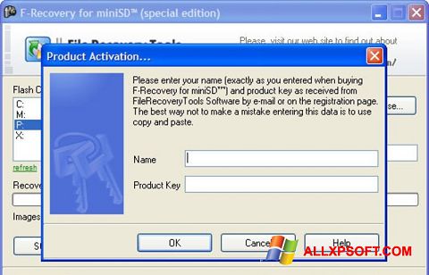 Ekrānuzņēmums F-Recovery SD Windows XP