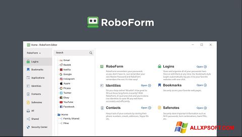 Ekrānuzņēmums RoboForm Windows XP