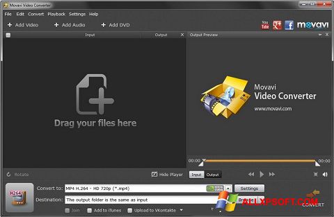 Ekrānuzņēmums Movavi Video Converter Windows XP