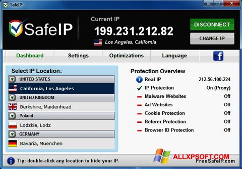 Ekrānuzņēmums SafeIP Windows XP