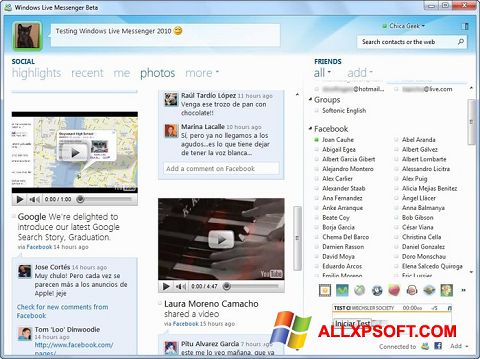 Ekrānuzņēmums Windows Live Messenger Windows XP