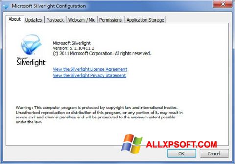 Ekrānuzņēmums Microsoft Silverlight Windows XP
