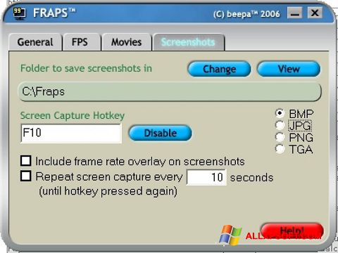 Ekrānuzņēmums Fraps Windows XP