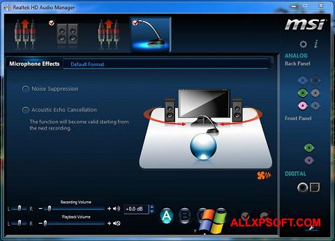 Ekrānuzņēmums Realtek Audio Driver Windows XP