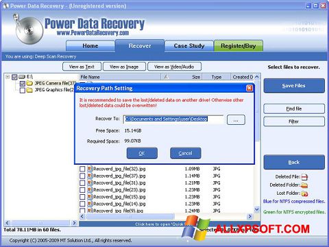 Ekrānuzņēmums Wondershare Data Recovery Windows XP