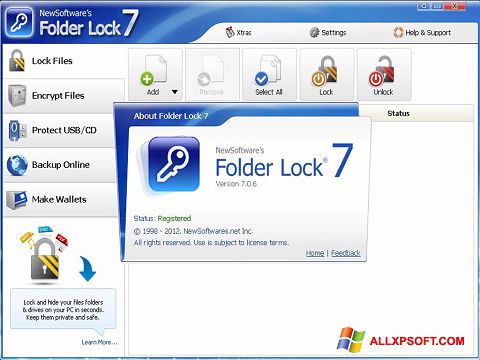 Ekrānuzņēmums Folder Lock Windows XP