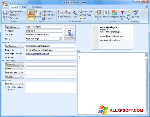 Ekrānuzņēmums Microsoft Outlook Windows XP