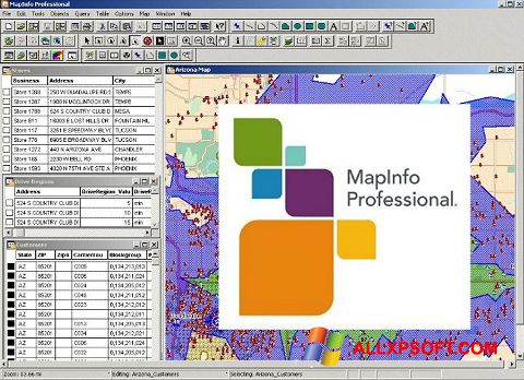 Ekrānuzņēmums MapInfo Professional Windows XP