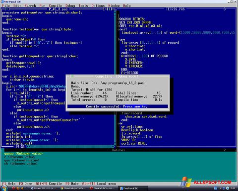 Ekrānuzņēmums Free Pascal Windows XP