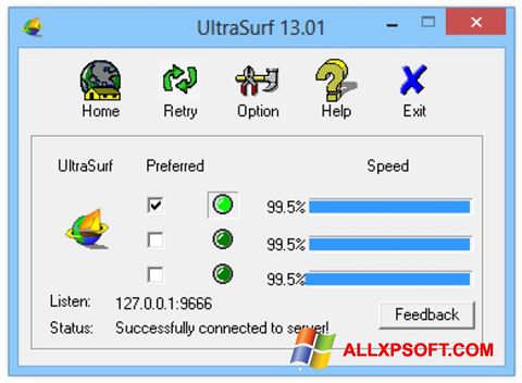 Ekrānuzņēmums UltraSurf Windows XP