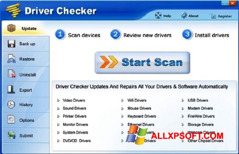 Ekrānuzņēmums Driver Checker Windows XP