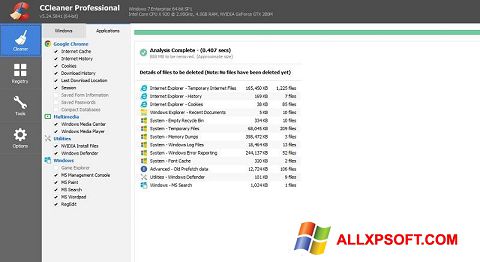 Ekrānuzņēmums CCleaner Professional Plus Windows XP