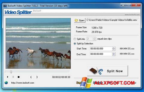 Ekrānuzņēmums Boilsoft Video Splitter Windows XP