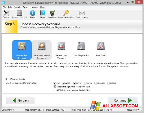 Ekrānuzņēmums EasyRecovery Professional Windows XP