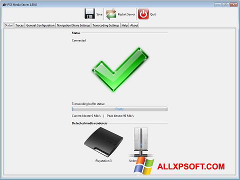 Ekrānuzņēmums PS3 Media Server Windows XP