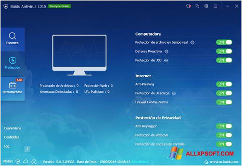 Ekrānuzņēmums Baidu Antivirus Windows XP