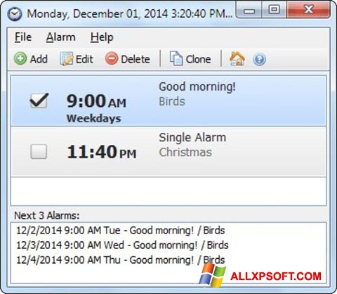 Ekrānuzņēmums Free Alarm Clock Windows XP