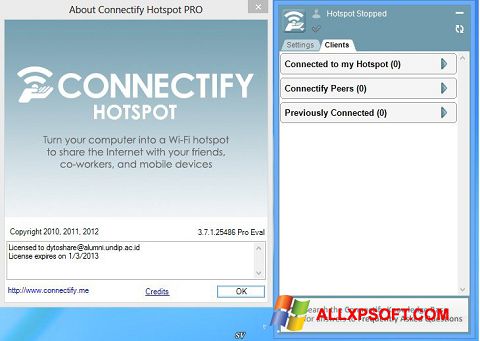Ekrānuzņēmums Connectify Pro Windows XP