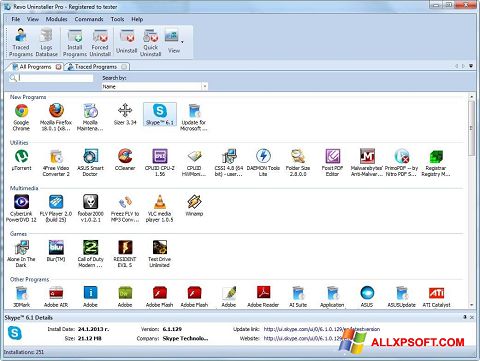 Ekrānuzņēmums Revo Uninstaller Windows XP