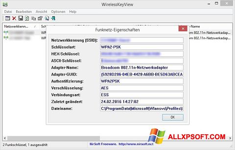 Ekrānuzņēmums WirelessKeyView Windows XP