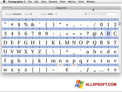 Ekrānuzņēmums Fontographer Windows XP