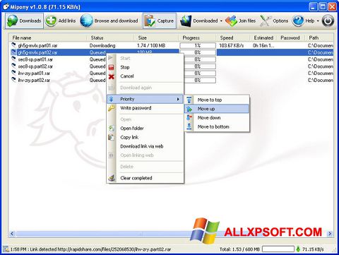 Ekrānuzņēmums Mipony Windows XP
