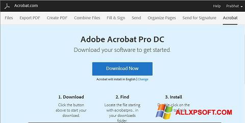 Ekrānuzņēmums Adobe Acrobat Windows XP