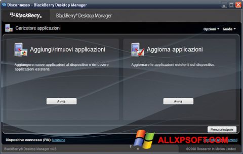 Ekrānuzņēmums BlackBerry Desktop Manager Windows XP