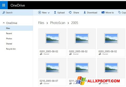 Ekrānuzņēmums OneDrive Windows XP