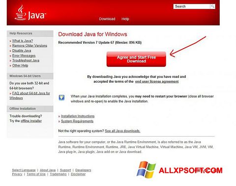 Ekrānuzņēmums Java Windows XP