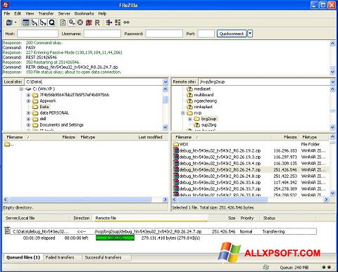 Ekrānuzņēmums FileZilla Server Windows XP