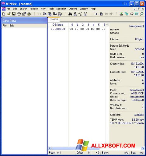 Ekrānuzņēmums WinHex Windows XP