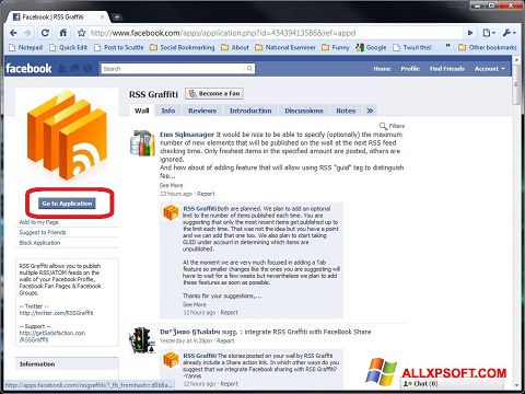 Ekrānuzņēmums Facebook Windows XP